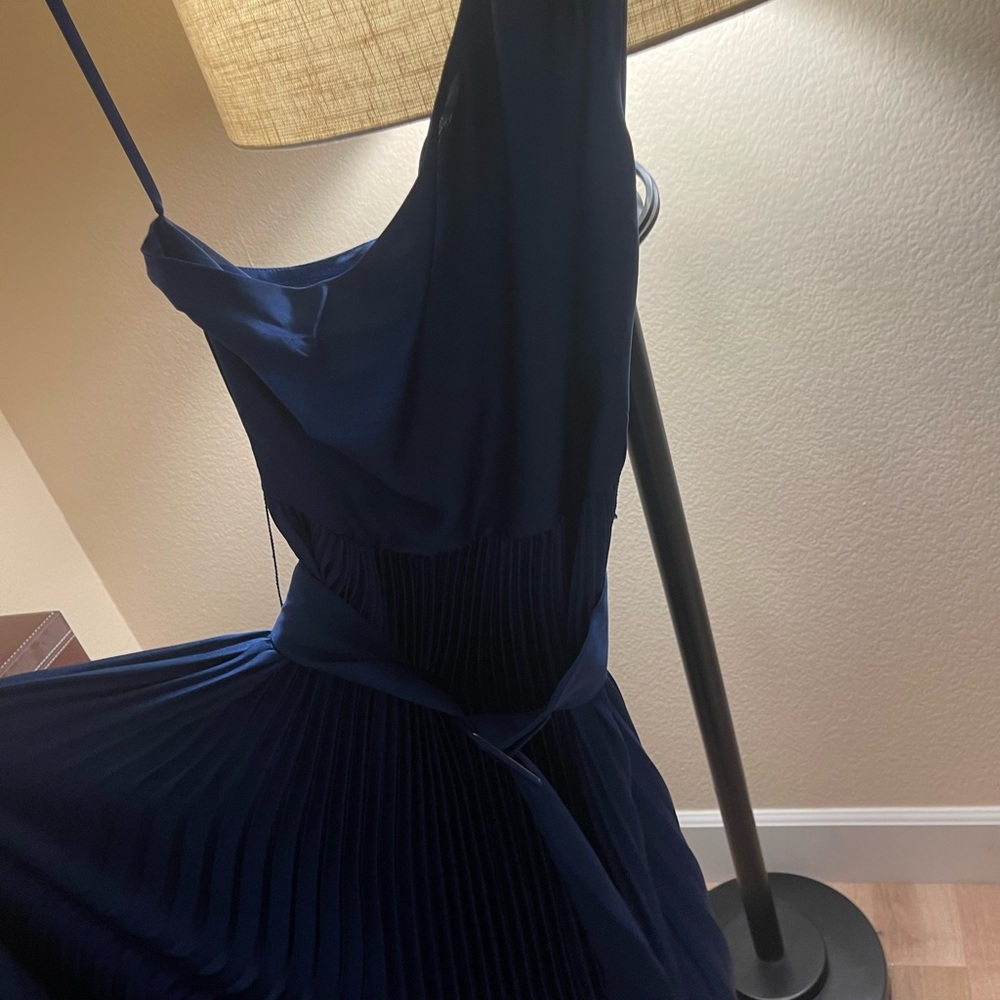 BCBG Blue Pleated One Shoulder Sundress - Picture 3 of 3
